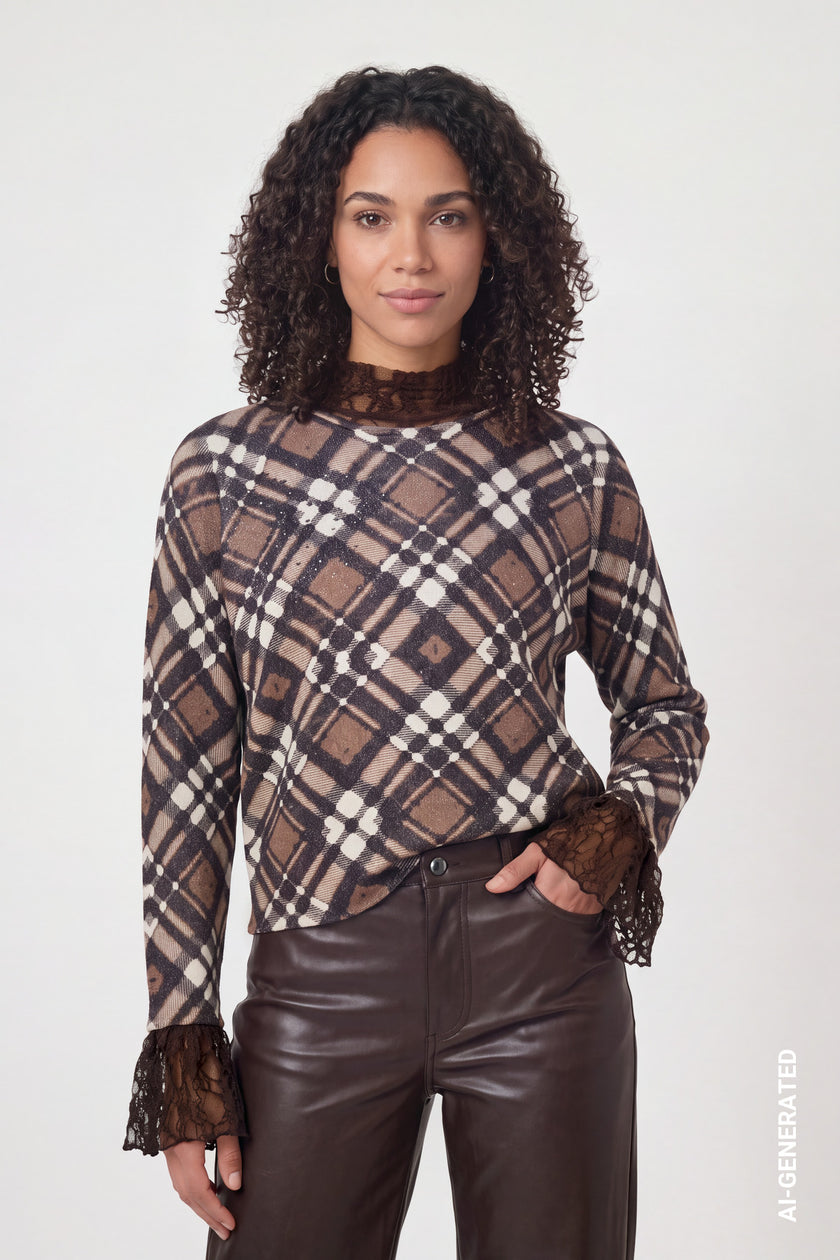 Strickpullover - Karo-Muster - Casual