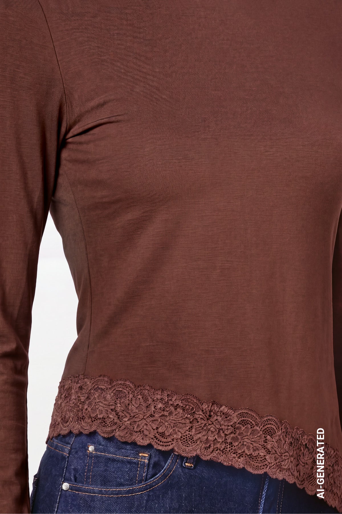Langarmshirt - Spitzenborte - Casual