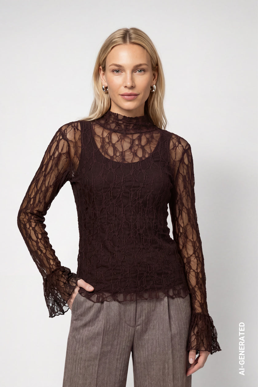 Langarmshirt - Spitze - Anlass