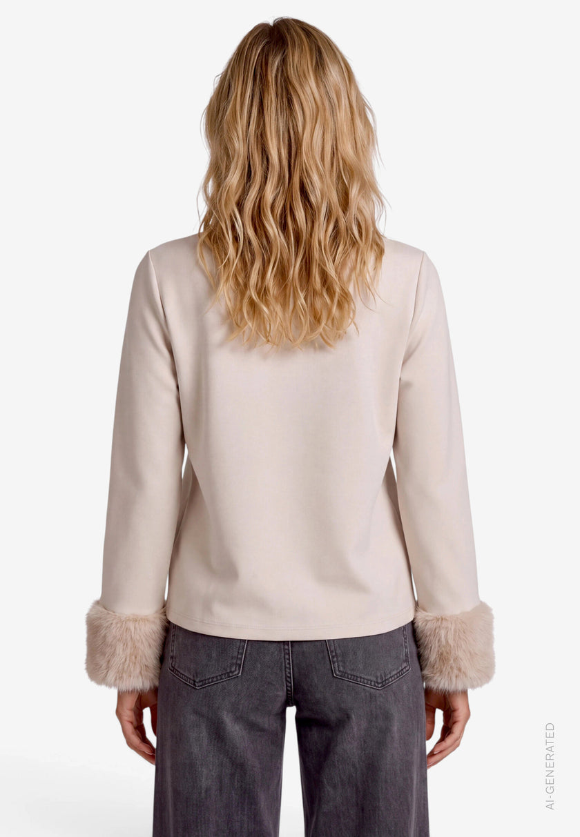 Sweatshirt  - Plüschbesatz