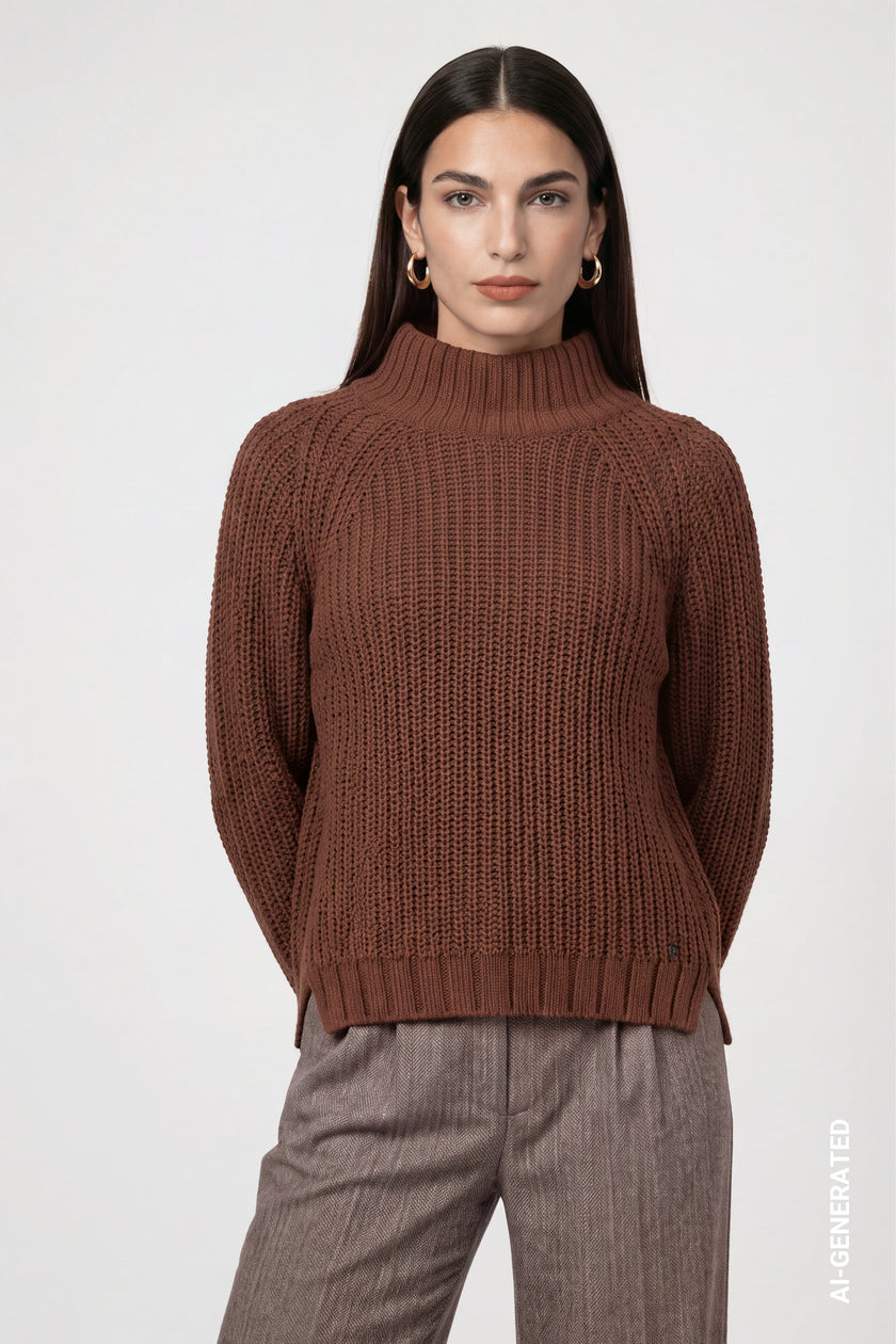 Strickpullover - Stehkragen