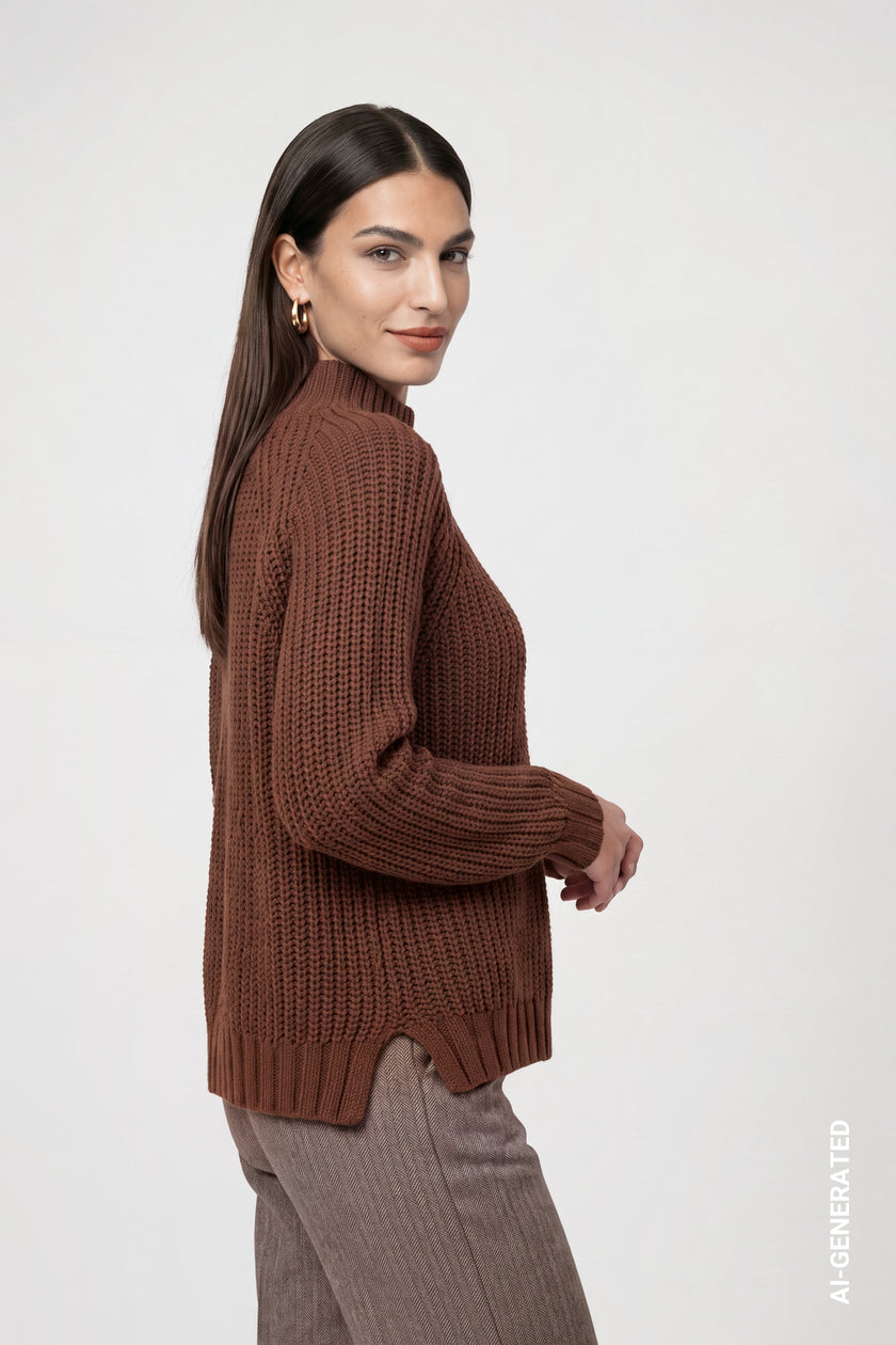 Strickpullover - Stehkragen