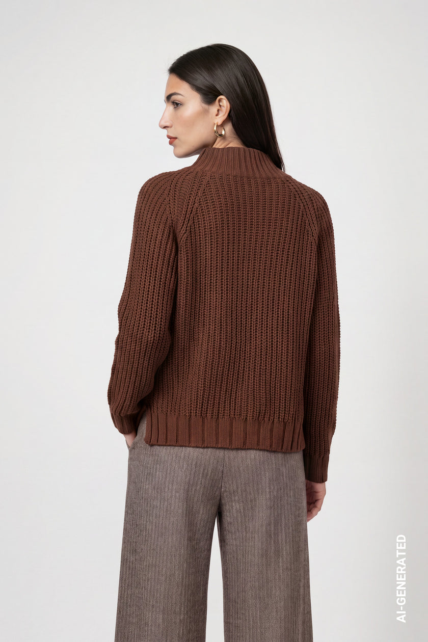 Strickpullover - Stehkragen