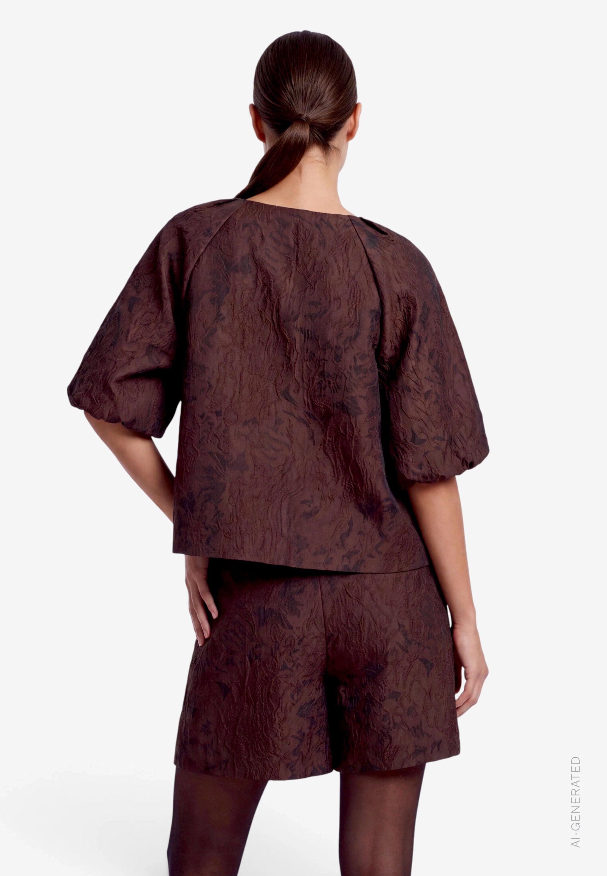 Kurzarmbluse - Jacquard
