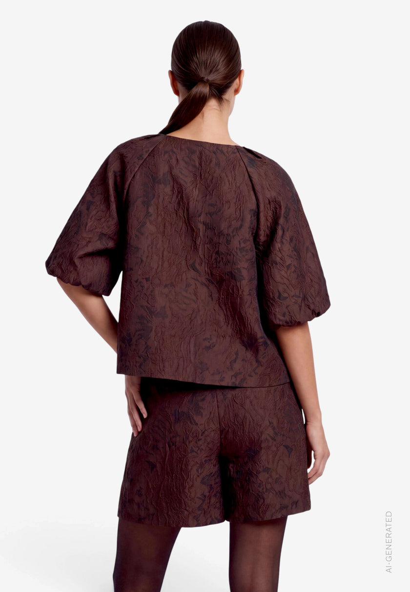 Kurzarmbluse - Jacquard