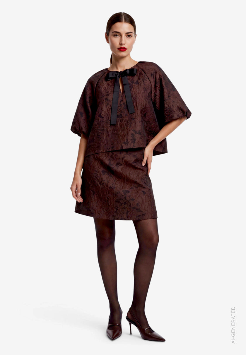 Kurzarmbluse - Jacquard