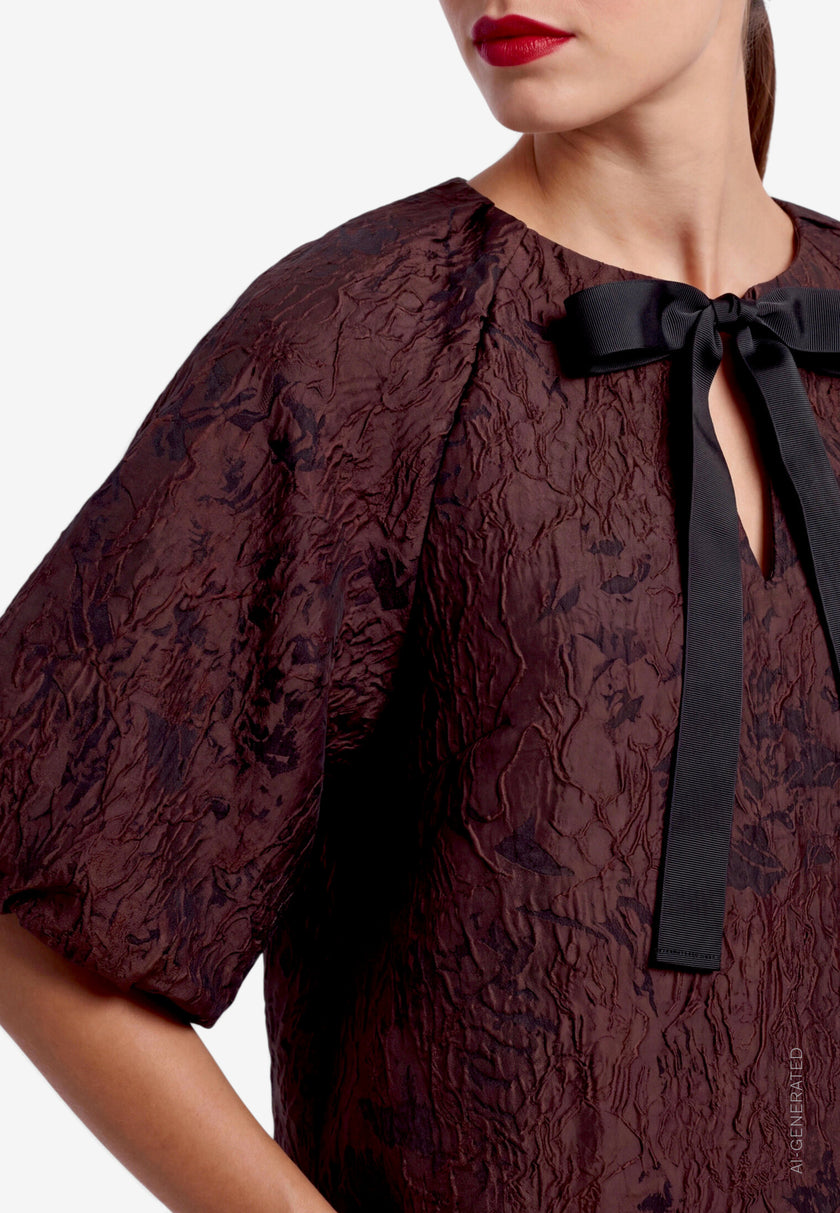 Kurzarmbluse - Jacquard