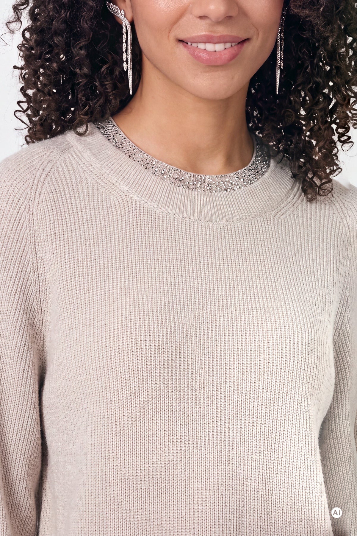 Strickpullover mit Schmuckkragen