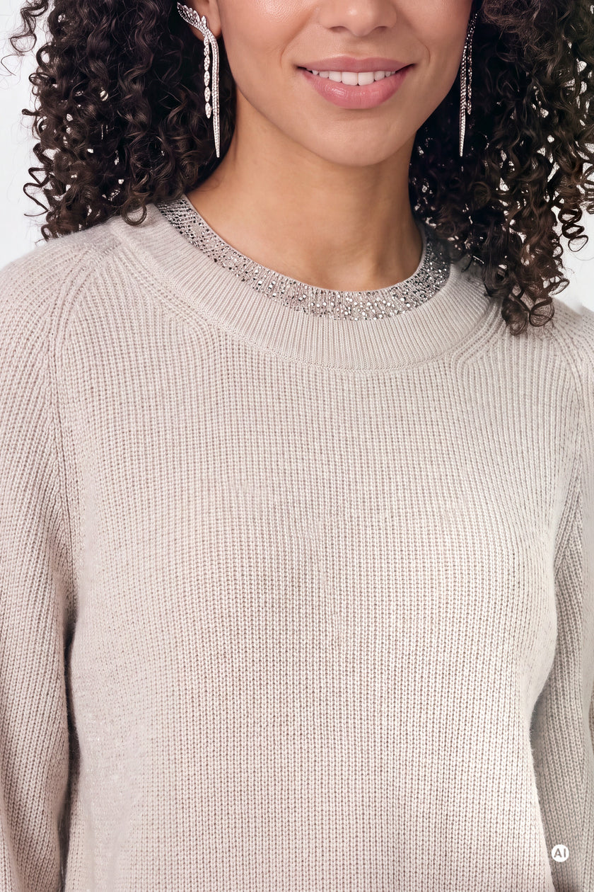 Strickpullover mit Schmuckkragen