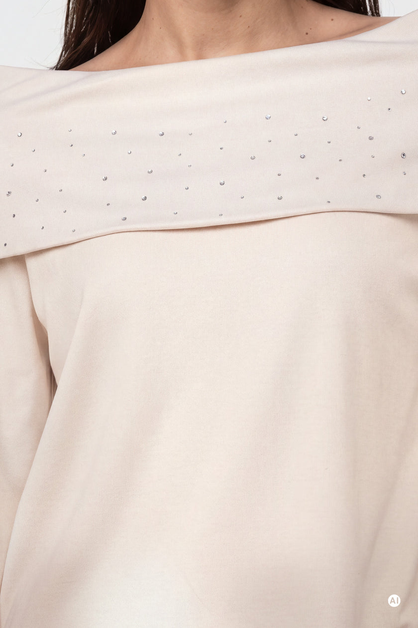 ONLINE EXKLUSIV - Sweatshirt mit Carmen-Ausschnitt und Strass
